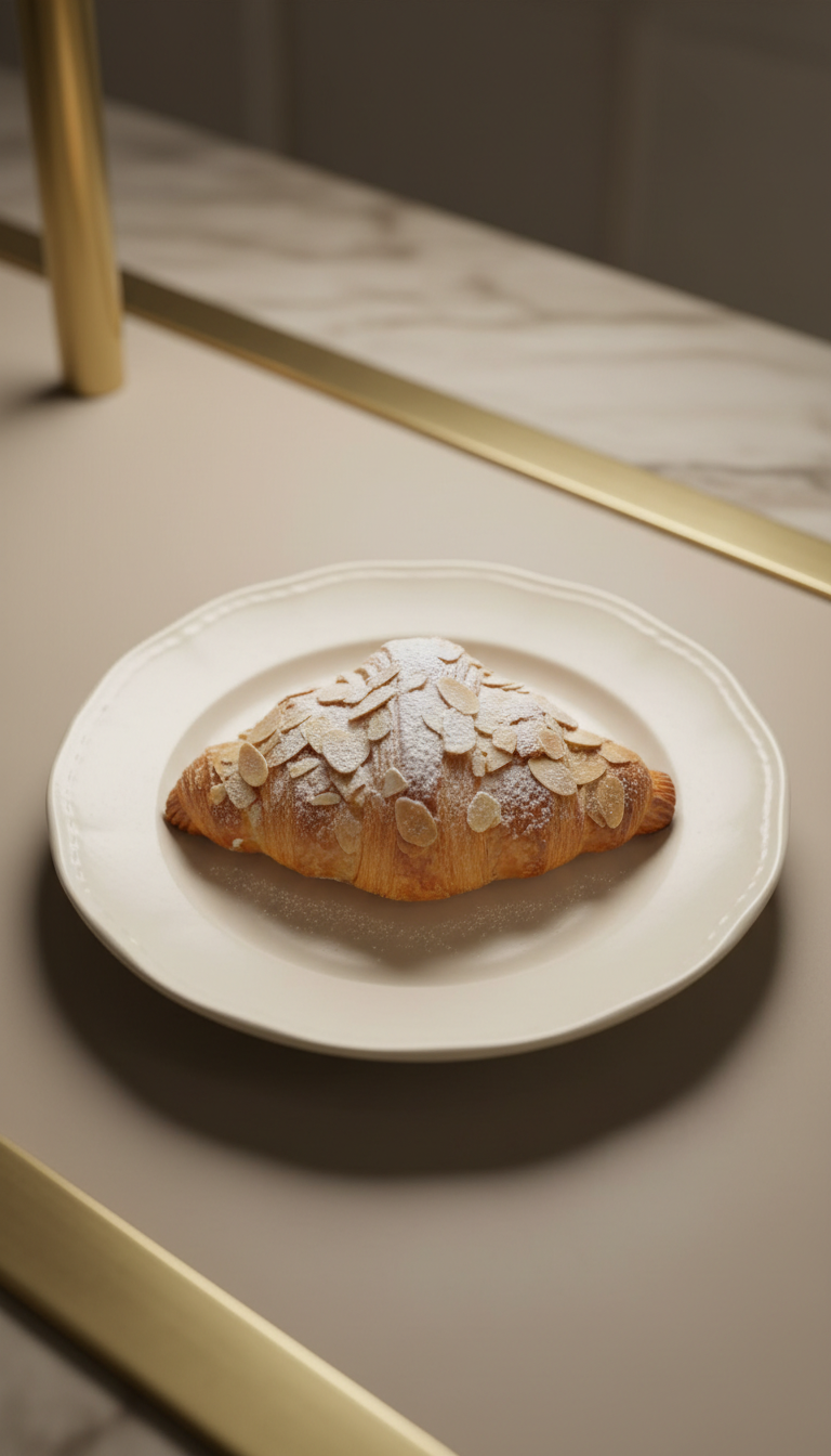 Almond Croissant on Vintage Plate